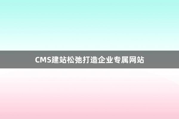 CMS建站松弛打造企业专属网站