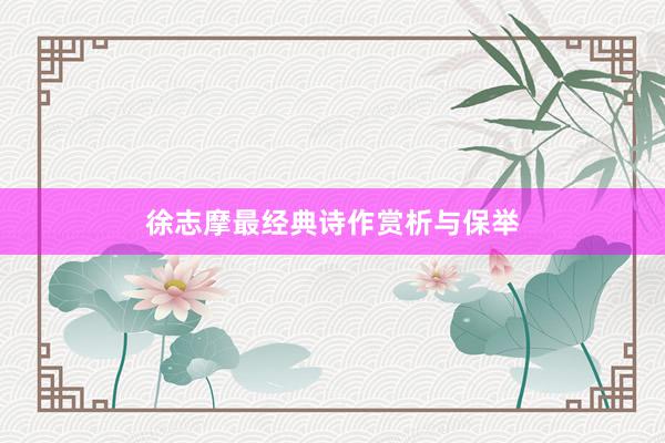 徐志摩最经典诗作赏析与保举